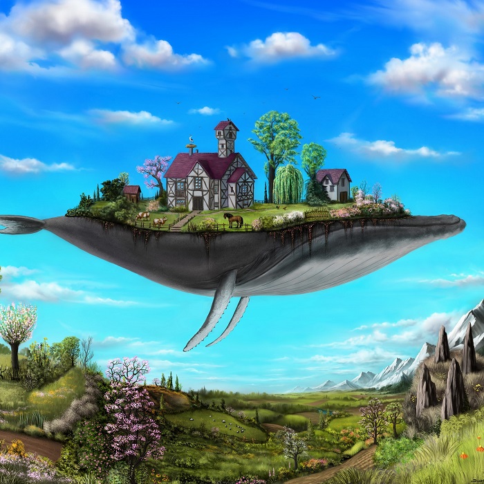 Silhouette of a hiker at sunset